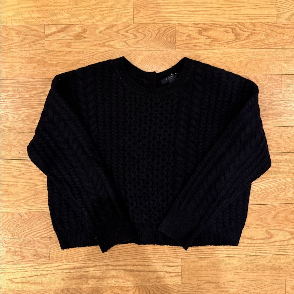 All Saints Black Cable Knit Women's Sweater